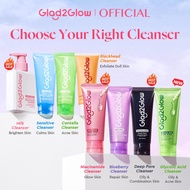 Glad2Glow Cleanser Milk/Low Ph Gel/Acne Acid/Exfoliating/Sensitive Gentle Face Wash pencuci muka Fac