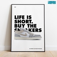 Nike Hypebeast Poster - AR 1 Low Craft Tech Gray Quote Frameblock