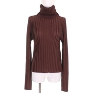 เสื้อแขนยาวคอเต่า PLEATS PLEASE Issey Miyake รุ่น PP01-FK315 สีน้ำตาล ไซส์ 3 ผลิตในญี่ปุ่น ของแท้ สำ