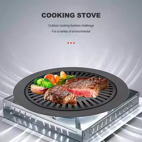 Korean BBQ Grill Pan Non-Stick Smokeless Stovetop BBQ Grill Plate for Indoor Outdoor Barbecue Oven B
