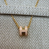 Hermes 愛馬仕 全新 mini pop h項鍊 粉 金
