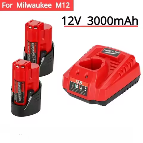 for 12V Milwaukee Battery 3Ah Compatible with Milwaukee M12 XC 48-11-2410 48-11-2420 48-11-2411 12-V