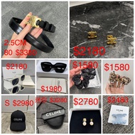 Celine 髮圈，髮夾，belt , cap 🧢 ,Sunglasses, mini 三角包，耳環💰1580-3380