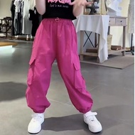 HYS Girls fashion suits Overalls suits Girls suits Childrens short T-shirt + hip-hop pants two-piece