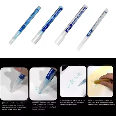 White Blue Mark Pen Watercolor Masking Liquid 0.7 mm/0.3mm Masking Fluid Marker Art Supplies Glues C