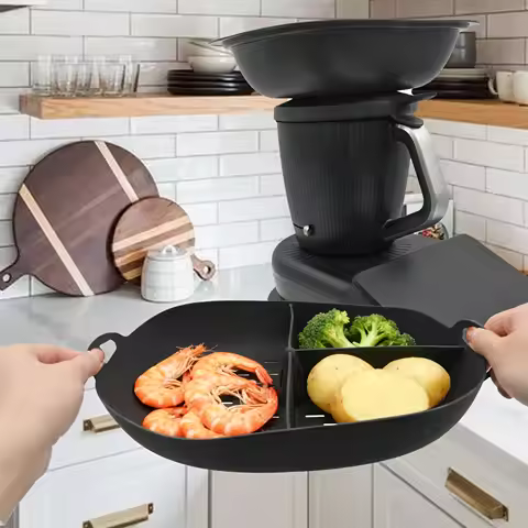 Compatible with Thermomix TM7 Silicone Steamer Insert – Divided Tray with Steam Holes for Cooking Mu
