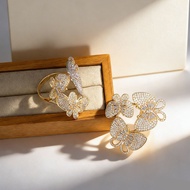 2026 Trendy Shining Butterfly Adjustable Opening Ring For Women CZ Inlay Fashion Party