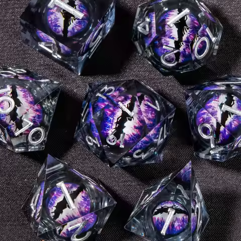 DND Liquid Core Dice Set D&D, Sharp Edge Resin Dungeon and Dragon Dice, Role Playing RPG D and D Dic