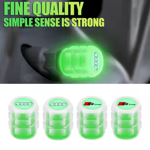 4pcs/SET Luminous Car Tire Valve Cap Auto Decoration for Audi Sline Quattro A6 A7 C7 C8 Q3 Q5 Q7 B5 