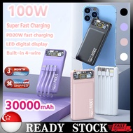 🇸🇬 [In Stock]NEW 30000mAh Power Bank 100W Super Fast Charging Powerbank  With Charging Cable Qc3.0 C