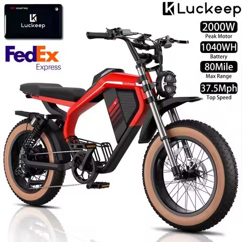 Electric Off-Road Bike Luckeep M5 Max 20x4" 2000W,37.5Mph,80Mile,52V 20Ah,7 Speed, Wide Tire All Ter