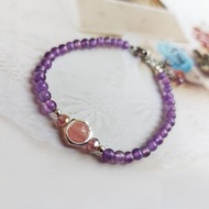 神秘紫水晶草莓晶手鍊 // 草莓晶 │純銀手鍊│生命靈數水晶