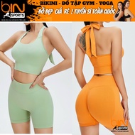 Women's pickleball yoga gym set, bra with padding and high-quality Guangzhou knitted elastic buttSho