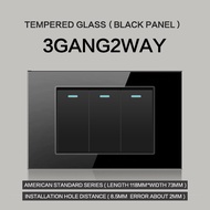 LEJIA Ổ Cắm Ổ Cắm Cho Công Tắc Đèn Tường Ổ Cắm Hiện Đại Thông Dụng 15Amp Màu Đen Bảng Kính Cường Lực