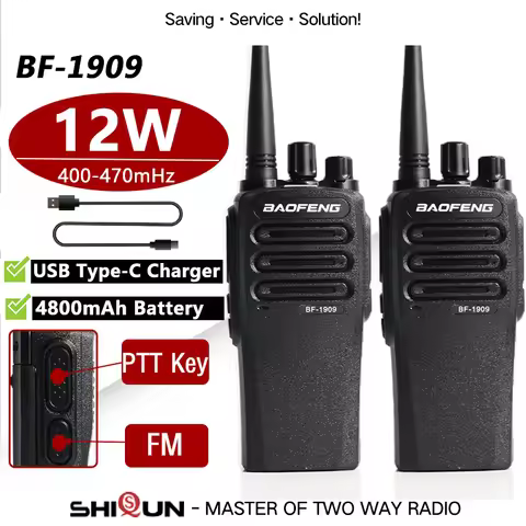 BaoFeng1909 Walkie Talkie 12W Type-C Charging Two Way Radio Dual band High Power Long Rang Ransmitte