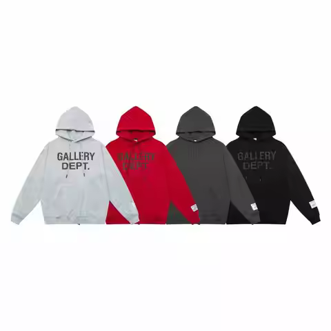 GALLERY DEPT Front large letter print loose hoodie cotton terry hooded sweater jacket