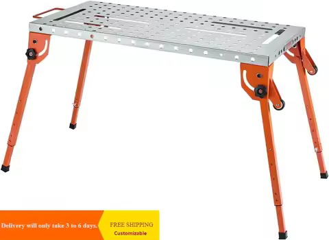 Foldable Welding Table 44" x 21", 500LBS Capacity Welding Workbench with 4-Level , 6 Tool Slots & 0.