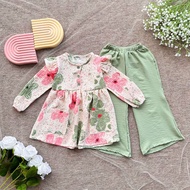 Setelan anak perempuan motif bunga / setcela anak perempuan/ one set anak perempuan / setelan muslim