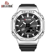 BELLEDA 9529 KARET Jam Tangan Pria Digital LED Pria Kasual Tahan Air Olahraga Jam Tangan DUAL TIME