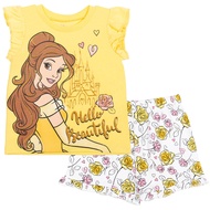 Frozen Moana Princess Tiana Floral Peplum T-Shirt and French Terry Shorts Outfit Set Toddler to Big