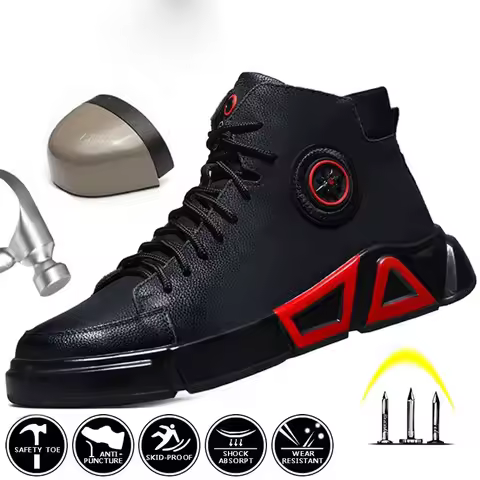 Winter Boots Safety Shoes Men High Quality Leather Shoes Indestructible Work Shoes Safety Steel Toe 