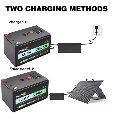 12V 200Ah Lithium LiFePO4 Deep Cycle Battery, 4000+ Cycles Rechargeable Battery for Solar/Wind Power