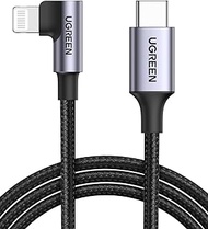 UGREEN USB-C to Lightning Cable Right Angle 90 Degree [1M Apple MFi-Certified] Nylon Braided Cord, Power Delivery Fast Charging Cable for iPhone 14 Pro Max 13 12 SE 11 XS XR 8 Plus, AirPods Pro, iPad