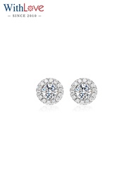 ต่างหูเพชรกลุ่มหรูหรา 18K ทองขาว