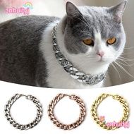 LANJ Chain Dog Collar, Adjustable Chain Collar Pet Necklace, Portable Cat Dog Gold Necklace Gold Col