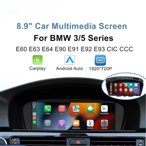 8.9“ Wireless CarPlay Android Auto Car Multimedia Touch Screen Linux For BMW 3 5 Series CIC CCC Syst