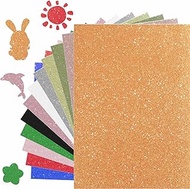 Premium Glitter Cardstock 8.5 x 11, 12 sheets 12 colors Sparkle Paper, 250 GSM No-shed Glitter Paper