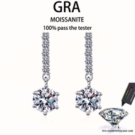 【 GRA Certificate Attached 】 2ct Moissanite Earrings, s925 Pure Silver Plated Platinum Classic Tasse
