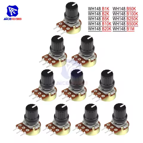 5 PCS/Lot Potentiometer Resistor 1K 2K 5K 10K 20K 50K 100K 500K Ohm 3 Pin Linear Taper Rotary Potent