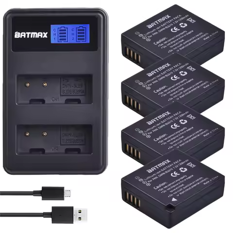 4Pcs DMW-BLG10 DMW-BLE9 BP-DC15 BPDC15 Camera Battery + LCD Dual Charger for Panasonic LUMIX GF5 GF6