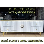 PROMO!!! Bufet Tv Oval Credenza Tinggi 60cm / Bufet Serbaguna / Meja Tv / Rak Tv