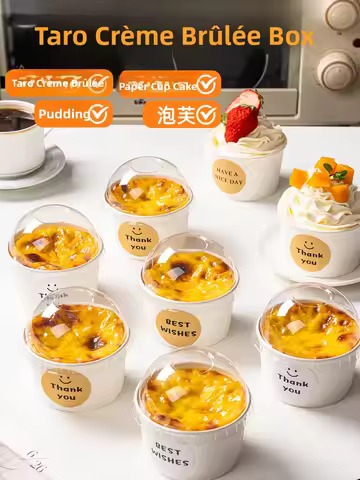 Bakery Box Baked Milk Cake Tray Dert Paaging Mousse Pudding Sweet Baking Small Covered Container for
