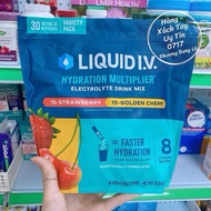 (30 packs) American standard Strawberry and Cherry flavor Liquid IV Hydration Multiplier Electrolyte