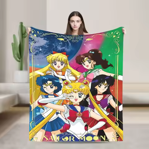 S-Sailors M-Moons Magical Girl Kitty Cat Throw Blanket for Couch Soft Cozy Plush Blanket 50x60 Inche