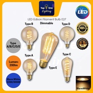 Edison Bulb ST64 G80 G95 G125 40W Filament 6W LED E27 Bulb Retro Vintage Light Bulb mentol Lampu