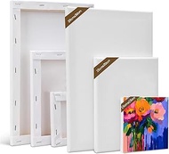 Canvas Set, 6 Pieces, 100% Pure Cotton Canvas for Painting, Pre-Stretched White Artist Canvas Set, 1