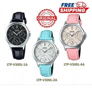 FREE SHIPPING (2 YEARS WARRANTY )100% ORIGINAL CASIO WATCH LEATHER  MULTI HAND LADIES LTP-V300L