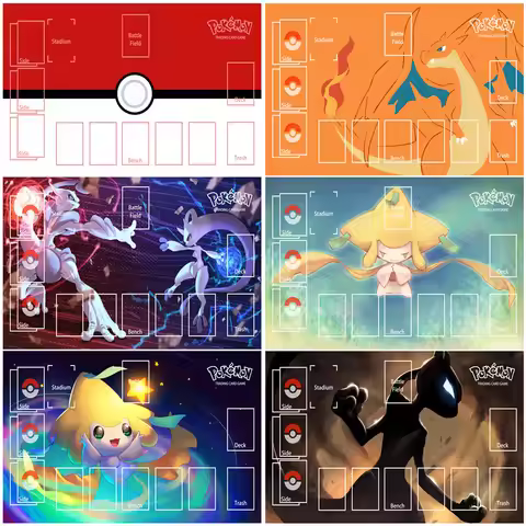Pokemon PTCG Mewtwo Charizard Mew Jirachi Battle Playmat Trading Card Game Mat Dedicated Card Play A