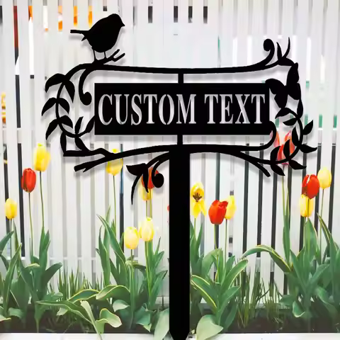 Custom Garden Sign with Stake,Metal Bird Garden Sign,Personalized Garden Stake,Yard Sign,Yard Decor,