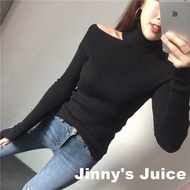 Fashionable All-Match Off-Shoulder Turtleneck Sweater Off-Shoulder Top Off-Shoulder Sweater Long-Sle