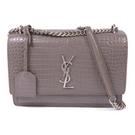 YVES SAINT LAURENT 牛皮皮革Sunset Medium銀扣鏈帶肩背袋