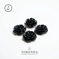 MAWAR Torenda Rose Acrylic Black (19mm) - Sequin Flower (Flower Beads) Rose Beads / PCS