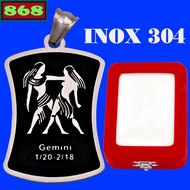 Zodiac - Stainless steel Gemini pendant (Gemini) with velvet box