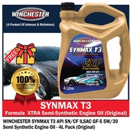 WINCHESTER Synmax T3 5W/30 Semi Synthetic Engine Oil Car Lubricant 4L (API SN/CF ILSAC GF-5) Minyak Kereta