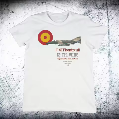Spanish Air Force F-4 C Phantom 12th Wing Men T-Shirt Short Sleeve Casual Cotton O-Neck Summer T Shi