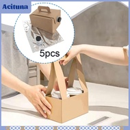 5Pcs Coffee Box Drink Carrying Container Leakproof  Drink Box Takeaway Coffee Paper Box for Office A